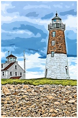Point Judith Light By Coast Guard Station - Digital Painting